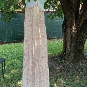 ABOUND  pink floral chiffon maxi dress size large spaghetti straps